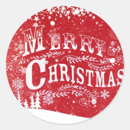 赤クラシック白メリークリスマス ラウンドシール