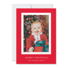 赤クラシック背景フォトクリスマスカード