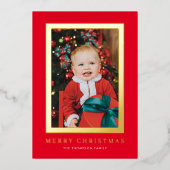 赤クラシック背景フォト金ゴールド 箔シーズンカード (正面)