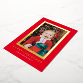 赤クラシック背景フォト金ゴールド 箔シーズンカード (回転した状態)
