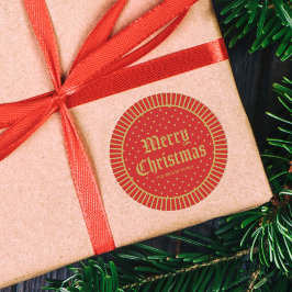 赤クラシック色装飾幾何学聖降誕祭 ラウンドシール