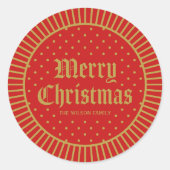 赤クラシック色装飾幾何学聖降誕祭 ラウンドシール (正面)