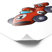 赤クラシック車の漫画子供へ フォトプリント            (角)