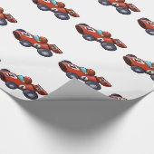 赤クラシック車の漫画子供へ ラッピングペーパー (角)