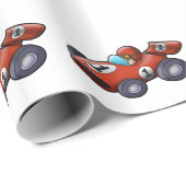 赤クラシック車の漫画子供へ ラッピングペーパー (ロールコーナー)