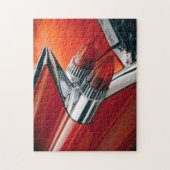 赤クラシック車フィン ジグソーパズル (縦)