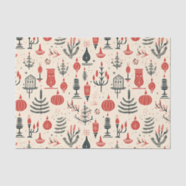 赤クラシック、白、黒 – ヴィンテージクリスマス 薄葉紙