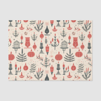 赤クラシック、白、黒 – ヴィンテージクリスマス 薄葉紙