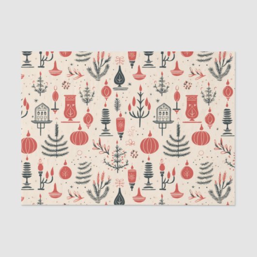 赤クラシック、白、黒 – ヴィンテージクリスマス 薄葉紙 (正面)