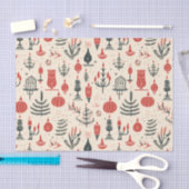 赤クラシック、白、黒 – ヴィンテージクリスマス 薄葉紙 (クラフト)