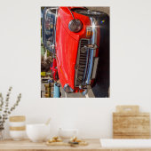 赤クラシックMGBロードスタースポーツカー ポスター (キッチン)