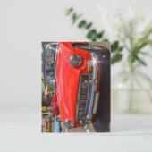 赤クラシックMGBロードスタースポーツカー ポストカード (スタンド正面)