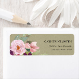 赤クラフトピンクブロスバラ水カラーフローラアドレス ラベル