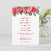 赤クリスマスウォーター色フローラ冬の結婚式 招待状 (スタンド正面)