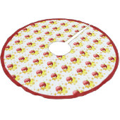 赤クリスマスオーナメント金ゴールド星赤縁ど ブラッシュドポリエステルツリースカート (アングル)