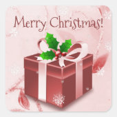 赤クリスマスギフトステッカー スクエアシール (正面)