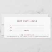 赤クリスマスギフト券のシンプル (裏面)