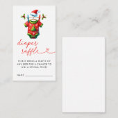 赤クリスマスサンタベビーシャワーオムツラッフル エンクロージャーカード (正面/裏面)