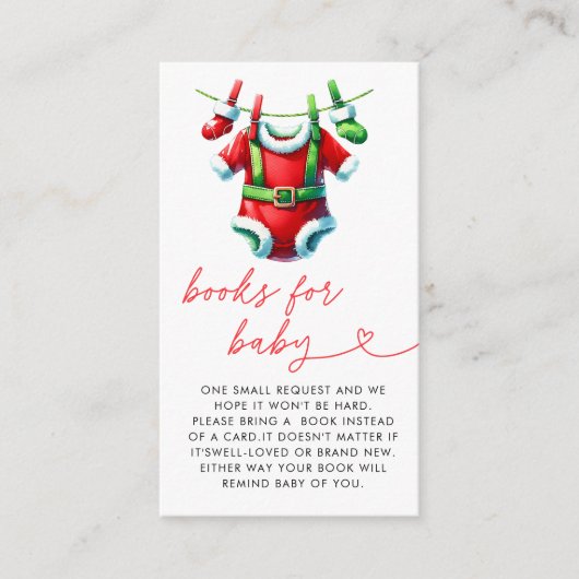 赤クリスマスサンタベビーシャワーブックベビー エンクロージャーカード (正面)