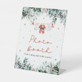 赤クリスマスサンタベビーシャワー写真ブースの看板 台座サイン (正面)