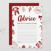 赤クリスマスベビーシャワーアドバイスfor the parents 招待状 (正面/裏面)