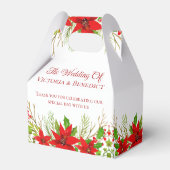 赤クリスマスポインセチアパーソナライズされた結婚ズ フェイバーボックス (正面サイド)
