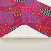 赤クリムゾンカラフルパッチワーク シェルパブランケット (3/4)