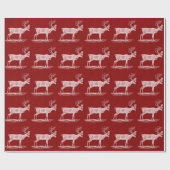 赤クリムゾンパーチメントカラーのクリスマストナカイ ラッピングペーパー (フラット)