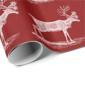 赤クリムゾンパーチメントカラーのクリスマストナカイ ラッピングペーパー (ロールコーナー)