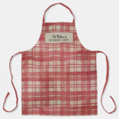 赤クリーム水牛のプレイドパターンファミリーカスタム エプロン (正面)