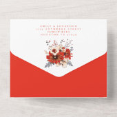 赤クリーム花模様受信者の結婚住所 オールインワン招待状 (裏面)