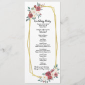 赤クリーム メニュー ウォーターカラー フローラル ウェディングプログラム (裏面)