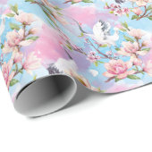 赤クレーン水彩画日本の画 ラッピングペーパー (ロールコーナー)