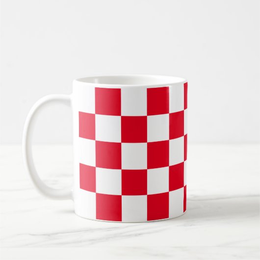 赤クロアチオ市松模様に幾何 コーヒーマグカップ (左)