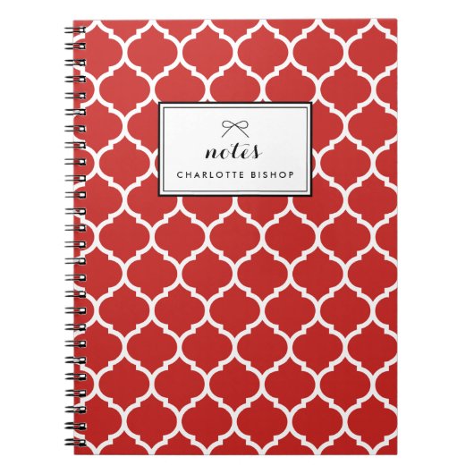 赤クローバーパターパーソナライズされたン ノートブック (正面)