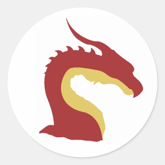 赤クールと黄のファンタジードラゴンシンプルエンブレム ラウンドシール (正面)