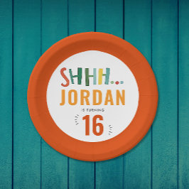 赤クールカラフル驚きパーティーブ絵を描ラシ型 ペーパープレート