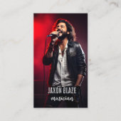 赤クールファンキーミュージシャン&ソングライター写真の追加 名刺 (正面)