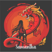 赤クール日本の龍ステッカー シール (正面)