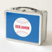 赤クール野球弁当箱 メタルランチボックス (正面)