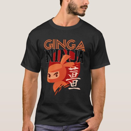 赤クール頭ジンガ忍者ジンガおもしろい忍者ギフト Tシャツ (正面)