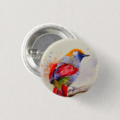 赤クール鳥水色 缶バッジ (正面&裏面)