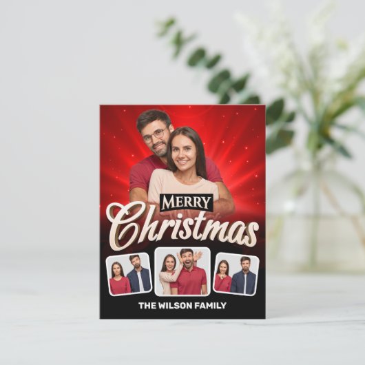 赤クール黒メリークリスマス4カップル写真 シーズンカード (スタンド正面)