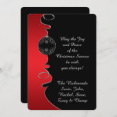 赤グラディエント銀華美渦巻きクリスマスカード シーズンカード (正面/裏面)