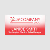 赤グラデーションのロゴブランドのコンベンショントレードショー 名札 (正面)