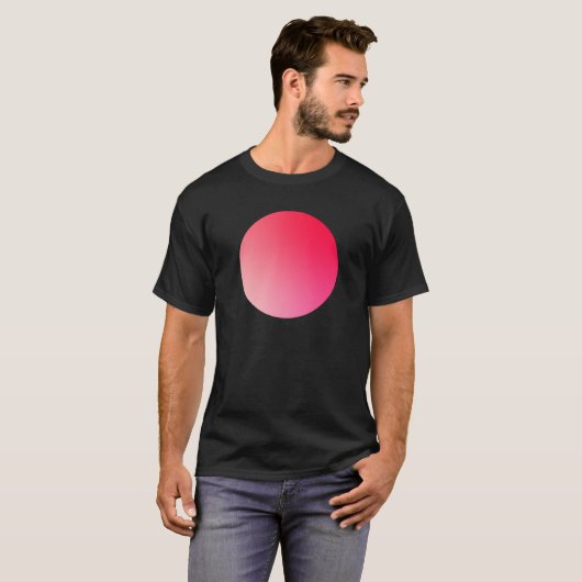 赤グラデーションサークルビネット抽象デザイン Tシャツ (正面フル)