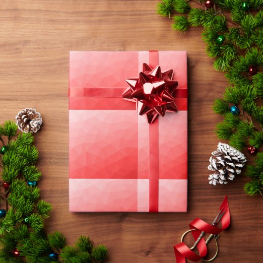 赤グラデーション幾何学メッシュパターン ラッピングペーパー (クリスマスギフト)