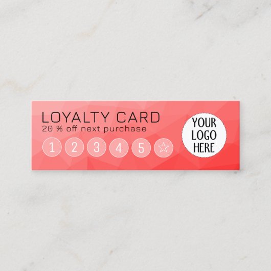赤グラデーション幾何学的メッシュパターンのカスタムロゴ ロイヤリティカード (正面)