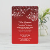 赤グラデーション抽象芸術白い花の赤いハート 招待状 (スタンド正面)