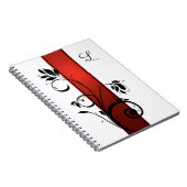 赤グラデーション黒フローラスワーズゲストブック ノートブック (右側)